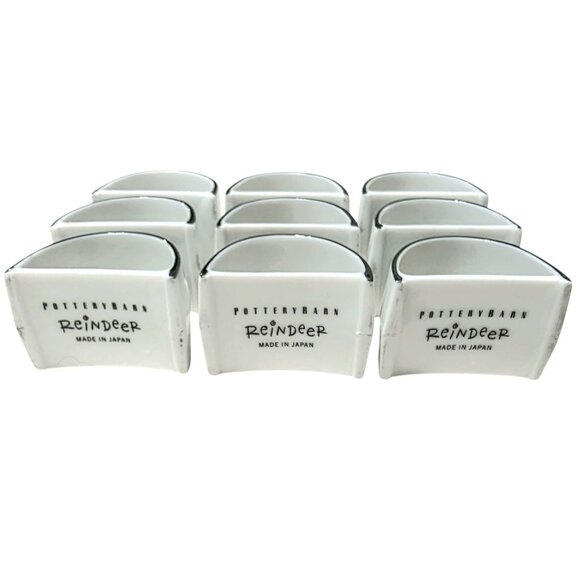 9 VTG Pottery Barn Reindeer Napkin Rings Christmas Holiday Rudolph Dancer Cupid - Picture 6 of 12